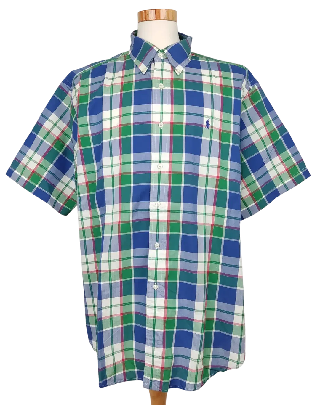 Ralph Lauren Kurzarmhemd Herren, blau/grün - Gr. XL  - Bild 1