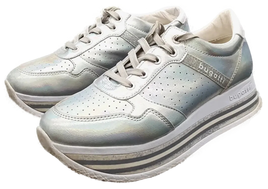 Bugatti Damen Sneaker silber mit Hologramm-Effekt Gr. 40 - Bild 1
