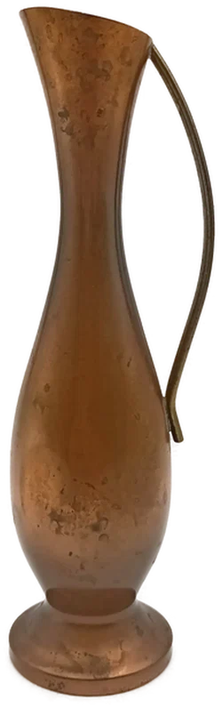 Vintage Kupfervase mit Messinghenkel – Schlanke Krugvase