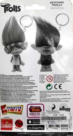 DreamWorks Trolls Schlüsselanhänger Figur | ca. 12 cm | mit echtem Haar | Goliath 2016 | OVP - Bild 3