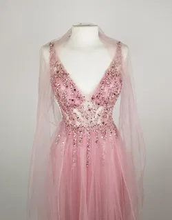 Mascara Ballkleid Rosa mit Steinen inkl. Schal - EU 34 / 100% Polyester - Bild 3