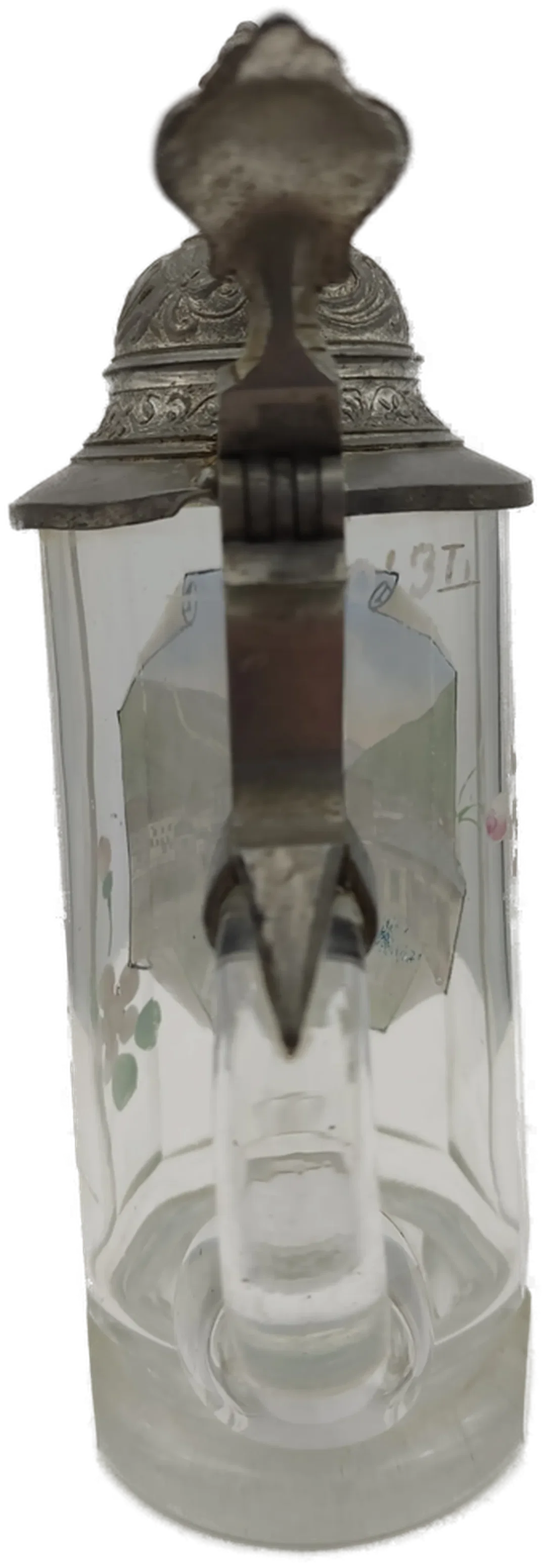 Glas-Bierkrug Pontafel-Pontebba Bierkrug Geprägter Zinndeckel 0,3 L | Historisches Sammlerstück – Bild 4