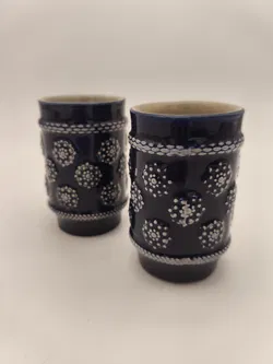 2 Keramikbecher, blau, Landhaus Cottage Style - Bild 1