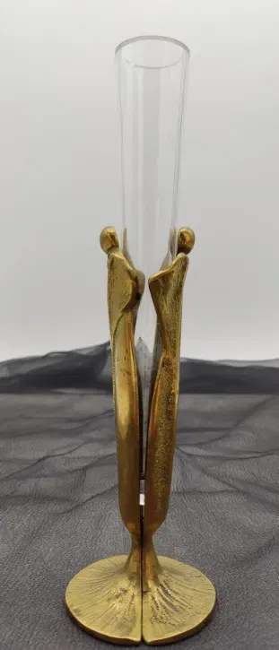 Messing Vase mit Glasrohr - Bild 1