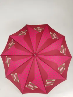 Vintage-Flanierschirm / Sonnenschirm / Damenschirm - weinrot-rosa-grau-braun gemustert - Bild 2