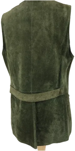 Grünes Gilet aus Rauhleder mit Trachtenknöpfen - Brustumfang: 46cm - Bild 2