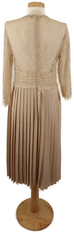 ZARA Damen Plissee Midikleid mit Spitze, Nude, Gr. M - Bild 3