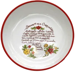 Italienisches Pasta-Set – 10 tiefe Nudelteller & 2 große Pastaschüsseln mit Rezeptmotiven, Keramik - Bild 1