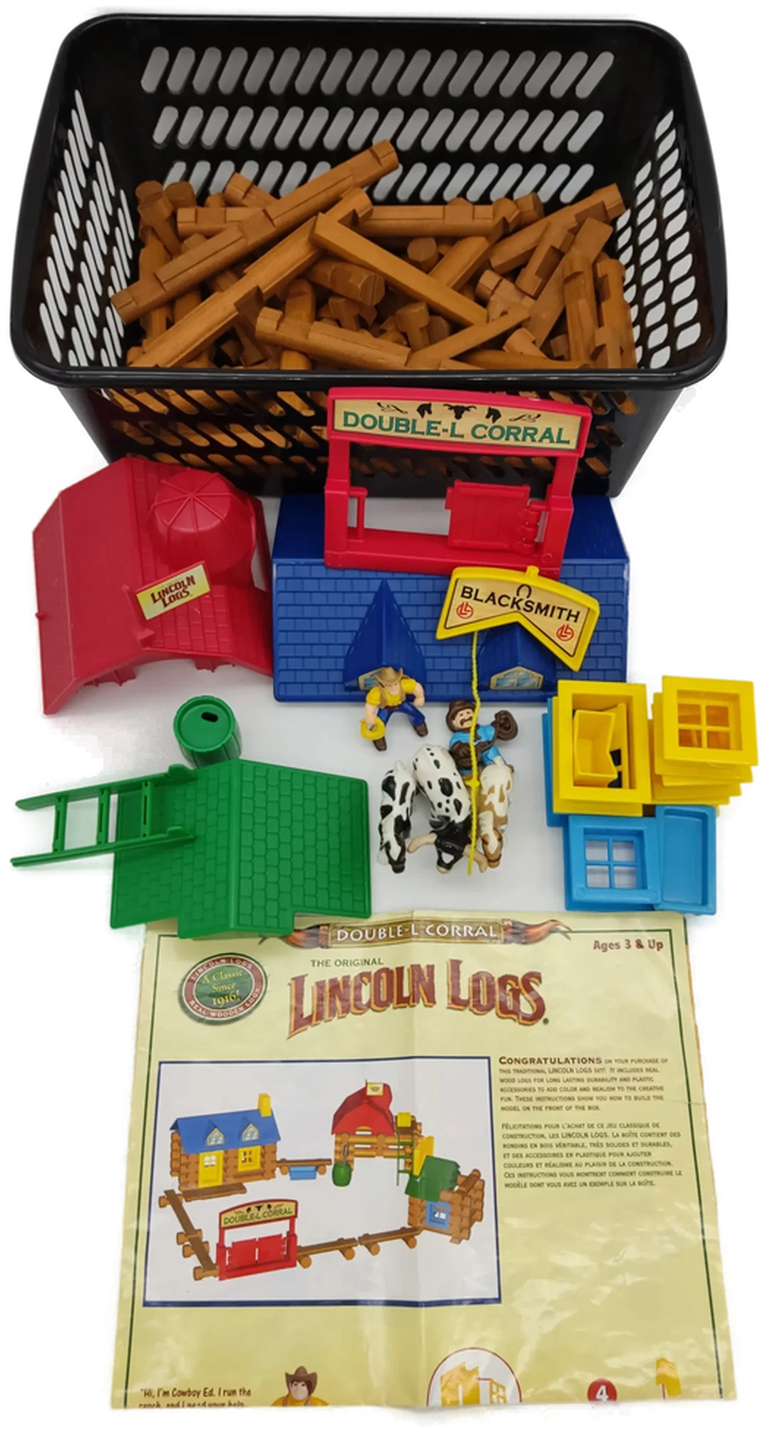 Hasbro Original LINCOLN LOGS Double-L Corral inkl. Anleitung  – Bild 2