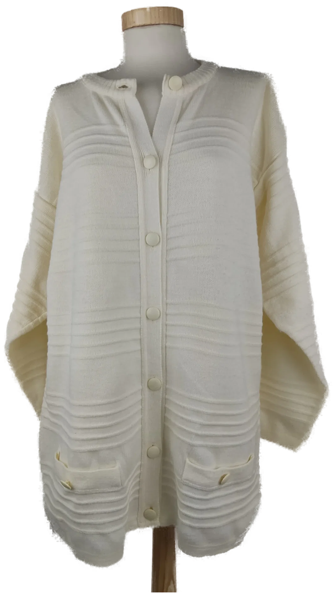 Weste "C&A", langarm mit Rundhalsausschnitt, gestrickt, creme, Größe L – Bild 1