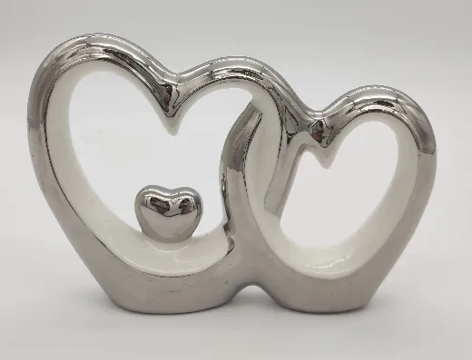 Herzskulptur Silber/Weiß - Bild 1