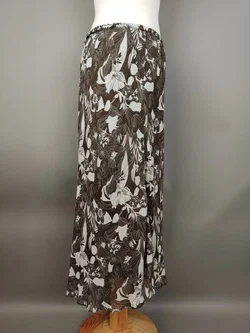 MADELEINE Seidenrock braun mit Blumenmuster - XL/42 - Bild 2