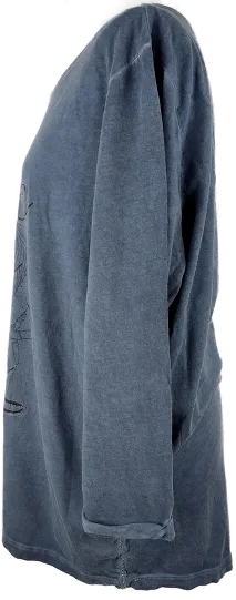 Shirt "Gina Benotti", langarm mit Rundhalsausschnitt, blaumeliert mit Aufdruck, Größe XL (48/50) – Bild 2