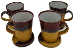 Grayshott Pottery - 4er Set Teetasse mit Untersetzer - Bild 1