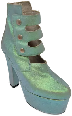 El Dantes Vintage Damen Glitter Plateau-Boots, türkis - Gr. 39 - Bild 2