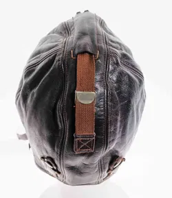 Pilotenmütze Antike Oldtimer Fliegerhaube aus Leder und Wolle in dunkelbraun - Bild 5