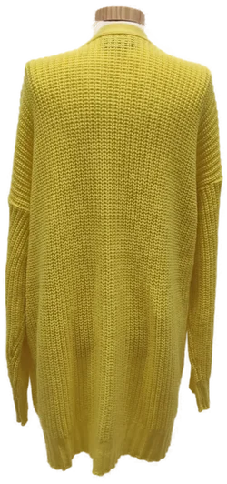 Lange Damen Grobstrickweste mit Seitentaschen, Gelb, Gr. M - Bild 3
