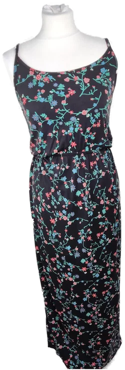Bonprix Damen-Maxikleid Viskose Dunkelblau Geblümt | Sommerlich