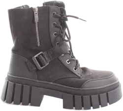 Schuhe Damen Boots Schwarz Gr. 38 | Schnürboots mit Reißverschluss | Plateau | sehr gut - Bild 2