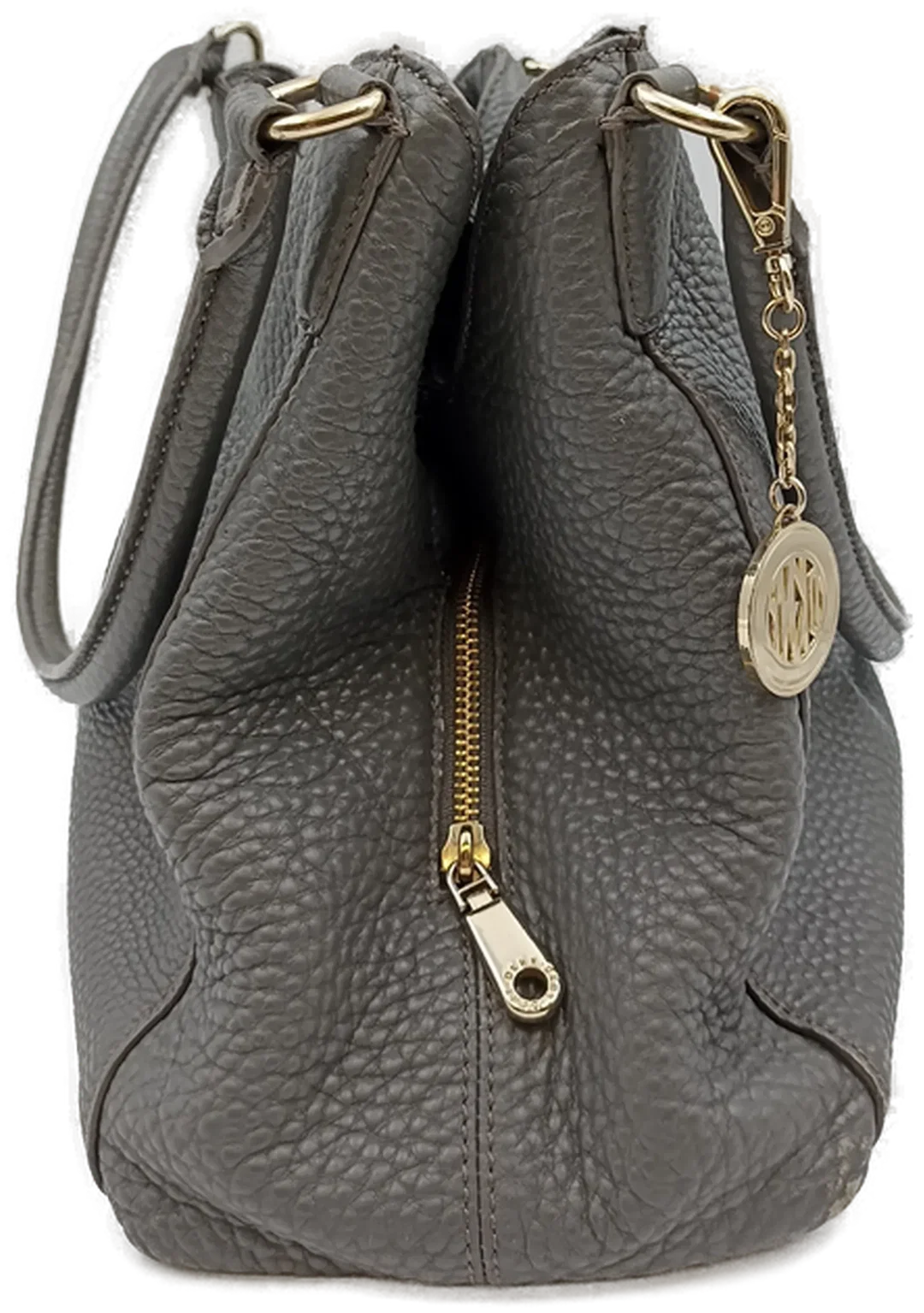 DKNY Damenhandtasche aus genarbtem Leder in Grau – Bild 3