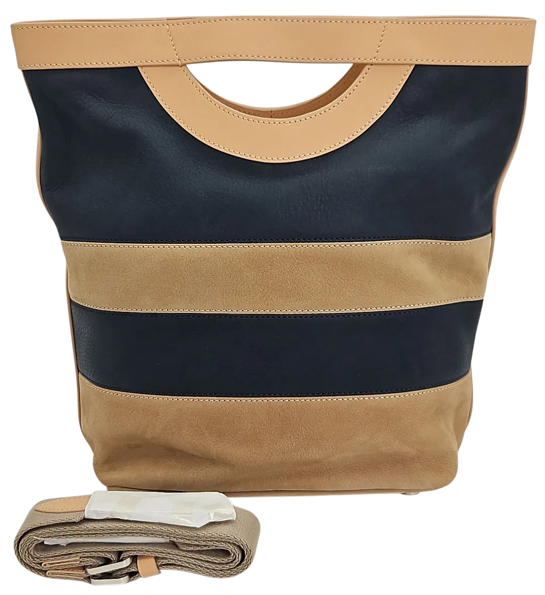 Max V. Koenig Damen Handtasche, marine/beige - mittel - Bild 1