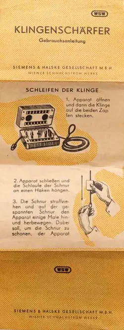Vintage Klingenschärfer – Siemens & Halske GmbH / Wiener Schwachstrom Werke – mit OVP & Anleitung - Bild 3