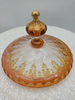 Glas Bowle-Gefäß mit Unterteller mit Golddekor | Festlicher Blickfang – Vorschau 3