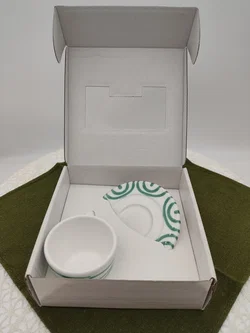 Gmundner Keramik Espresso-Set Grün Geflammt | Geschenkbox – Vorschau 4