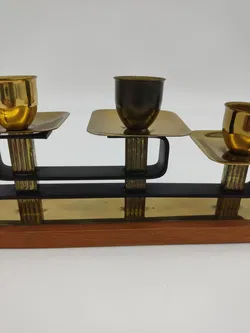 Mid Century Kerzenständer aus Teak & Messing - Bild 5
