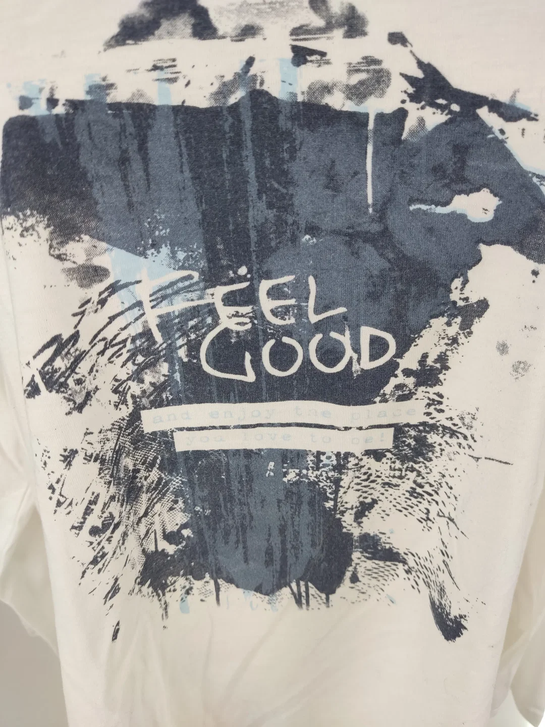 T-Shirt "Blue seven", langarm mit Rundhalsausschnit, weiß mit Aufdruck, Größe 48 – Bild 2