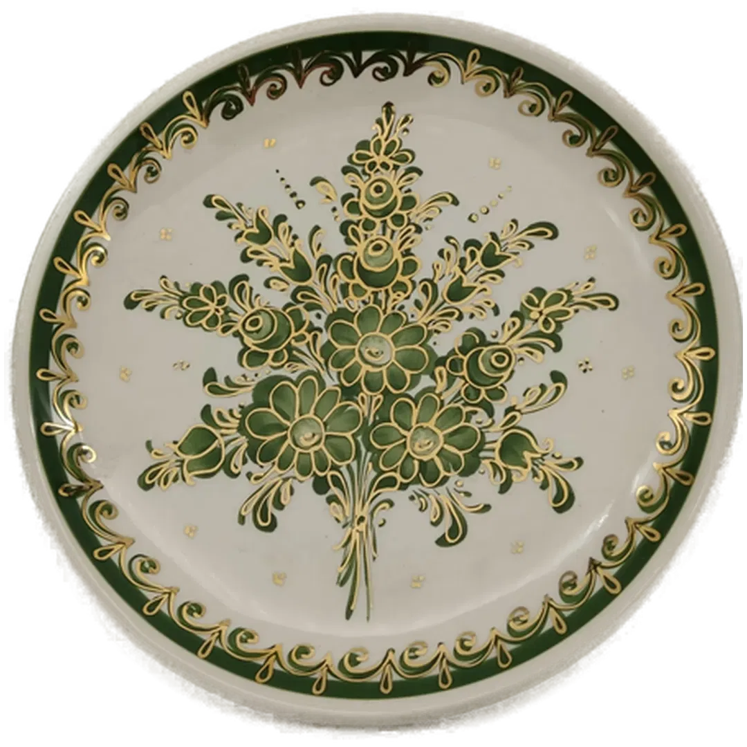 Wechsler Tirolkeramik Wandteller weiß/grün/gold  - Bild 1