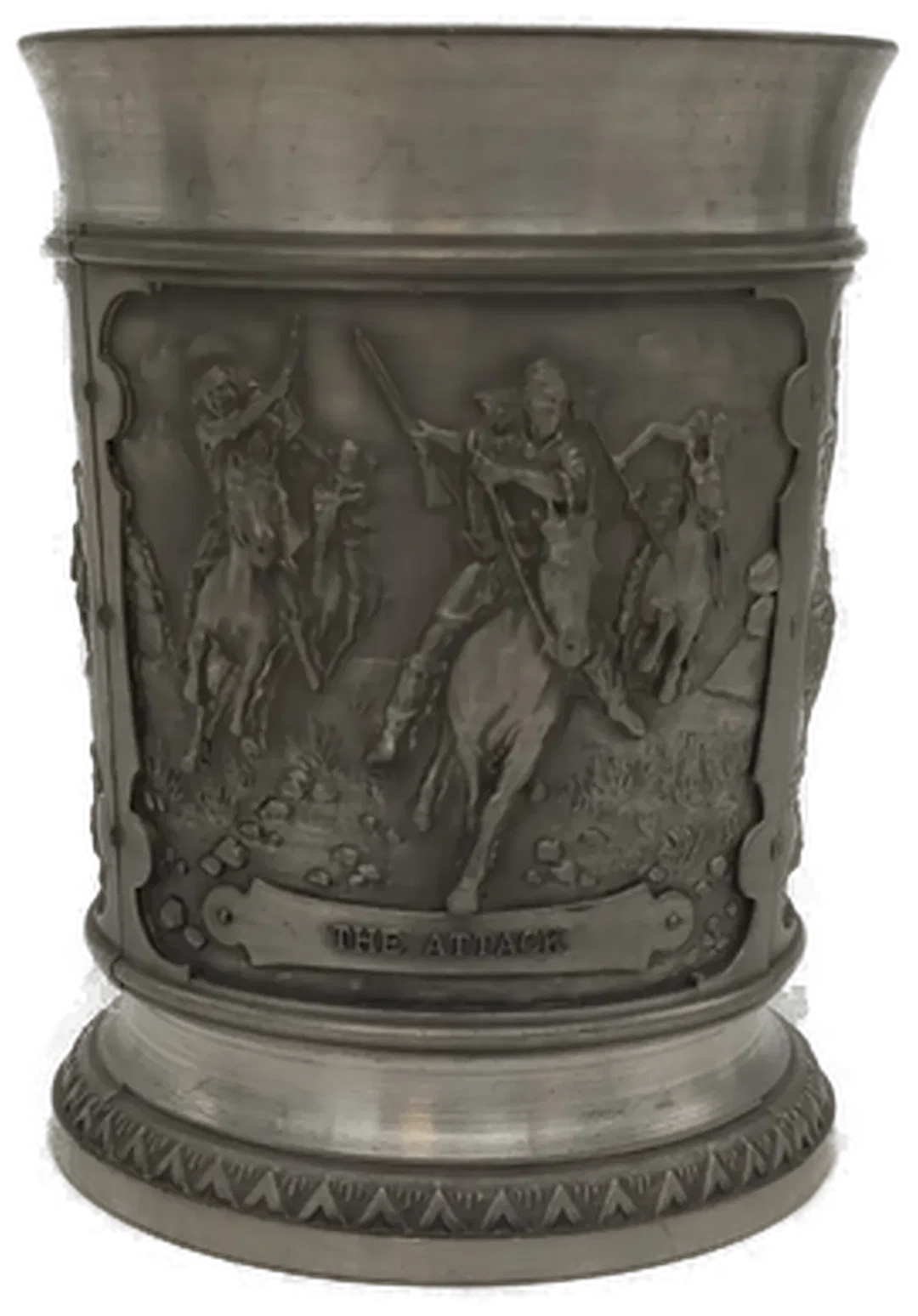 Zinnbecher Set mit Relief, 4 Stück, ca. 9–10 cm – Bild 5