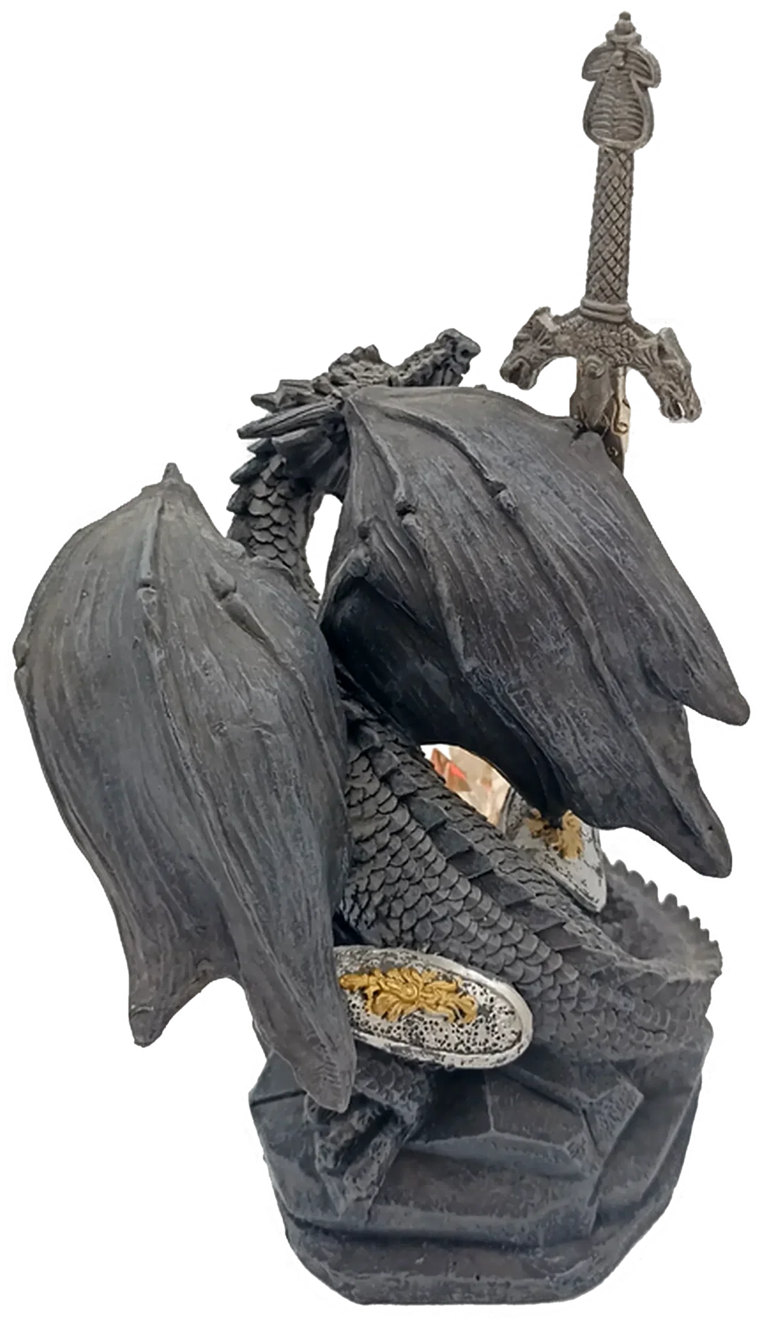 Agora Gifthouse Sweden Deko-Drache mit Schwert & LED-Kristall – Gothic Fantasy Figur – Bild 3