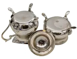 Versilbertes Milch- und Zuckerset auf Kugelfüßen im Vintage-Stil - Bild 4