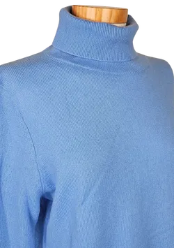 LUISA DI CARPI Damen Kaschmir Rollkragenpullover, blau - Gr. L  - Bild 4