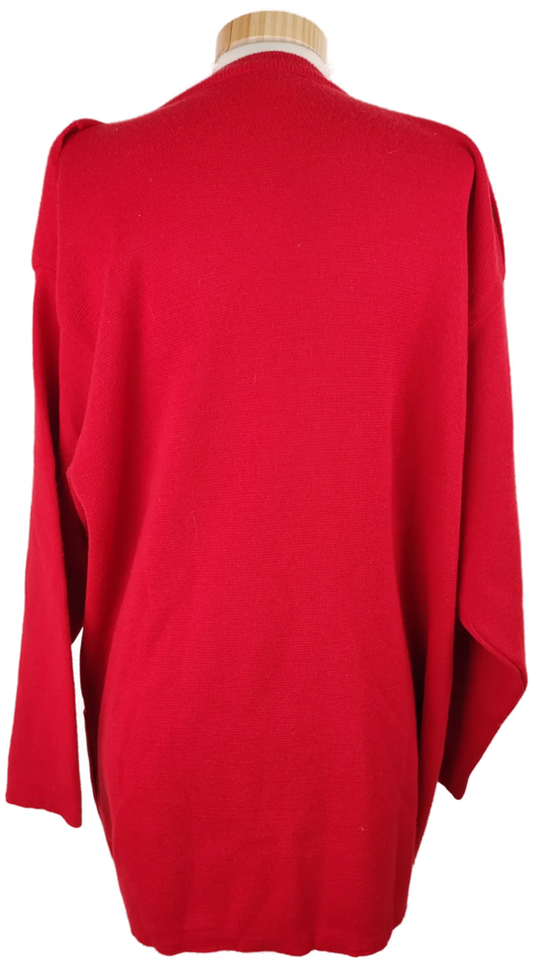 Weste "Schöller", langarm mit Rundhalsausschnitt, gestrickt, rot mit Taschen,  Größe 48 – Bild 3