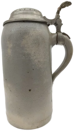 Bierkrug Steinzeug mit Geprägter Zinndeckel  1 L | Mit Charakterspur - Bild 3