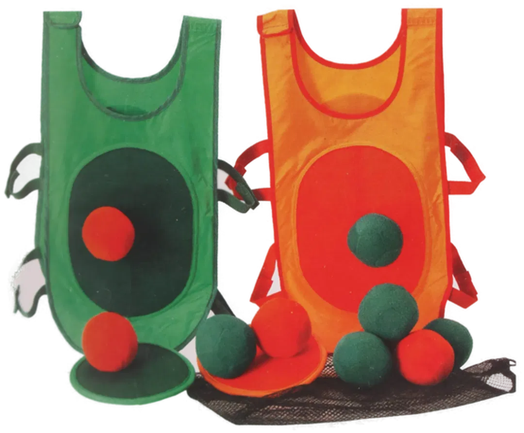 IKEA LUSTIGT Ballspiel Wurfspiel, orange & grün, mit 10 Bällen – Design Henrik Preutz - Bild 1