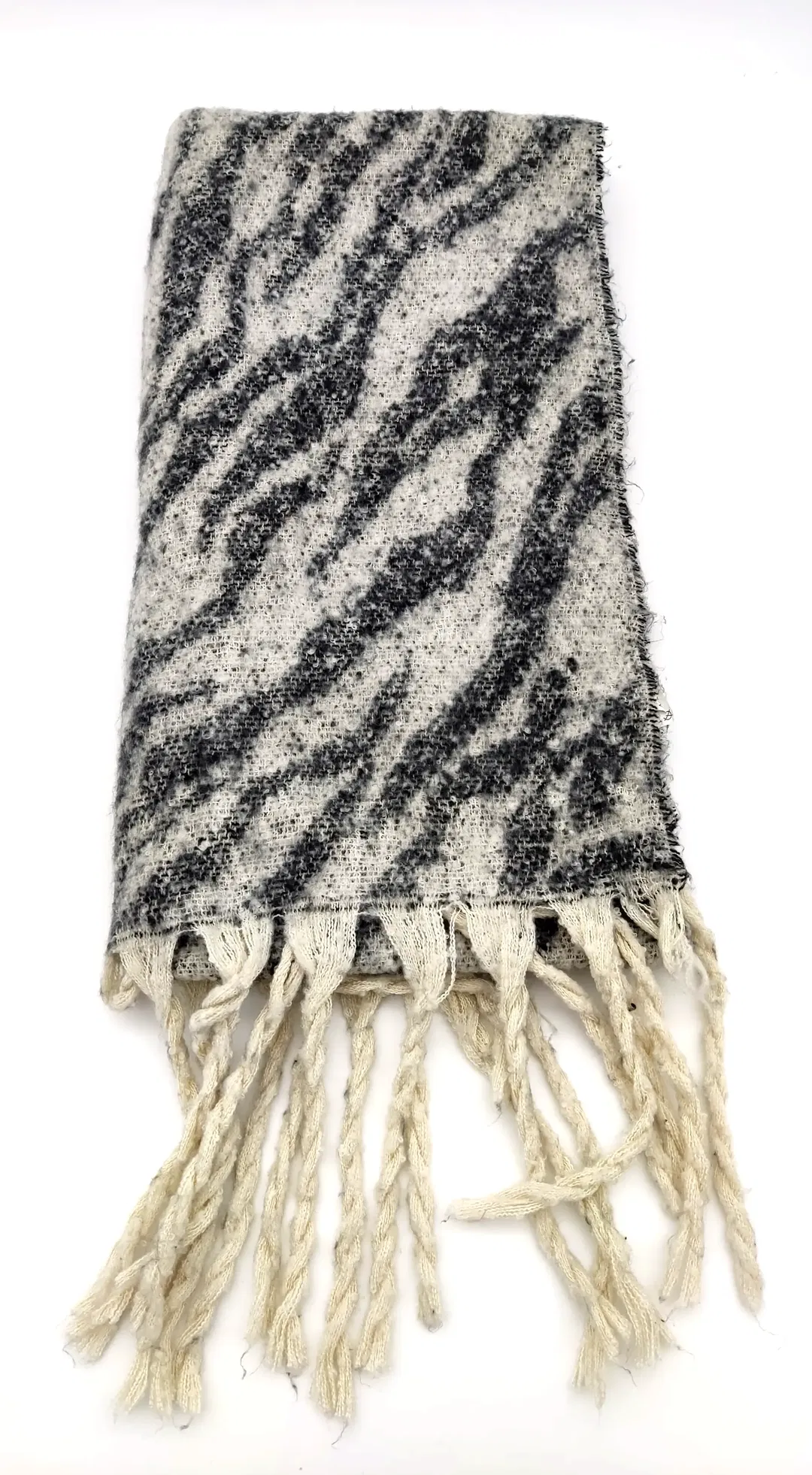 Tedi Damenschal schwarz-weiß quer gestreift mit Fransen - Bild 4