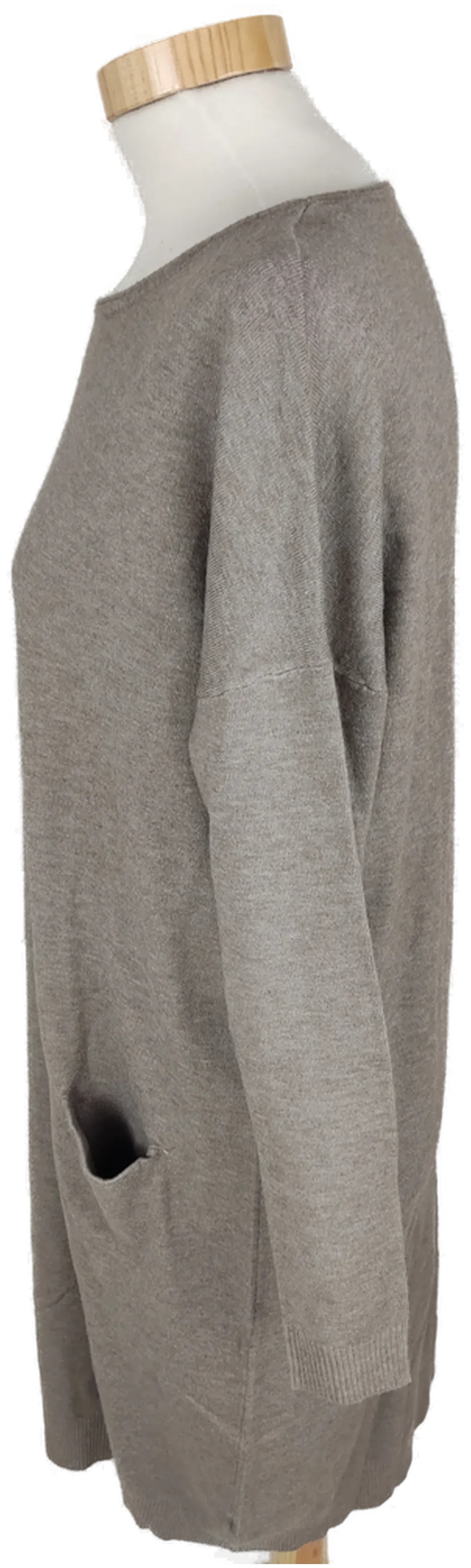 Strickkleid langarm mit Rundhalsausschnitt, braun mit Taschen, Größe 38 (geschätzt) – Bild 3