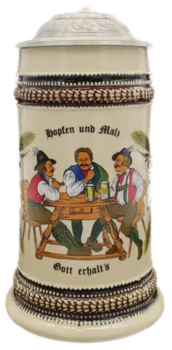 Kunst und Handelshaus Sachsen Retro Bierkrug mit Zinndeckel - 18cm Höhe - Bild 2