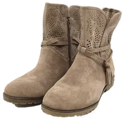 Damen Sommerstiefeletten Velourleder braun Gr. 40