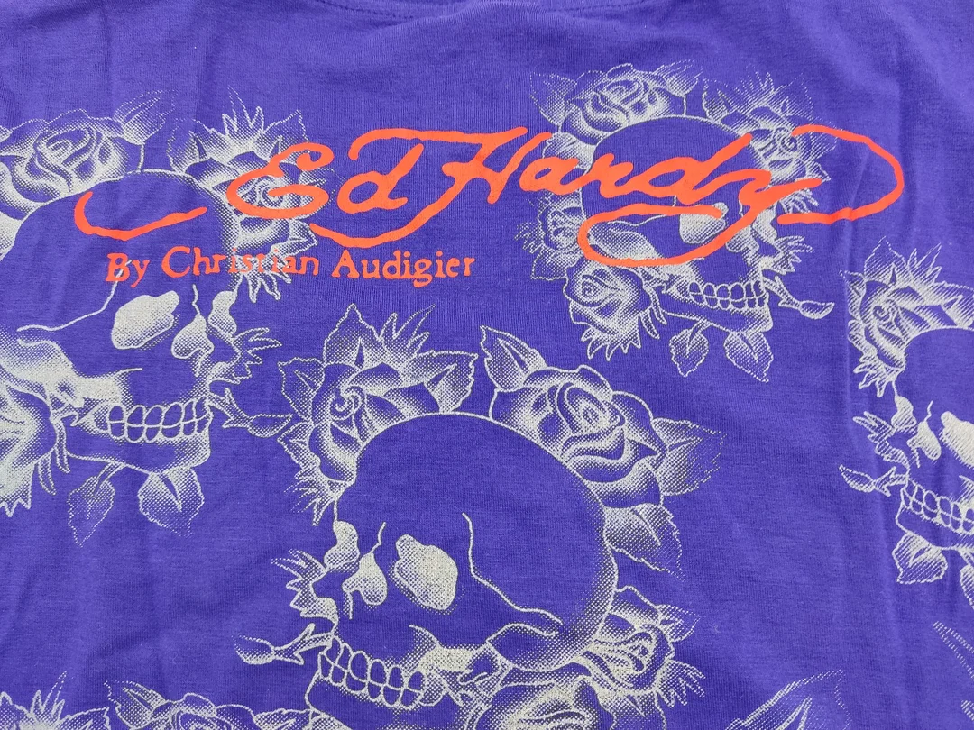 Ed Hardy Damen Shirt violett/mehrfarbig Gr. S Vintage – Bild 3