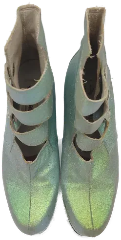 El Dantes Vintage Damen Glitter Plateau-Boots, türkis - Gr. 39 - Bild 5