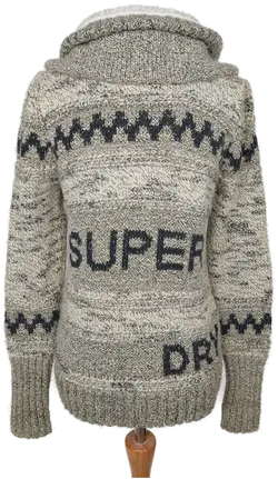 Superdry Damen Strickjacke grau/beige/gold gemustert - 38/M - Bild 2