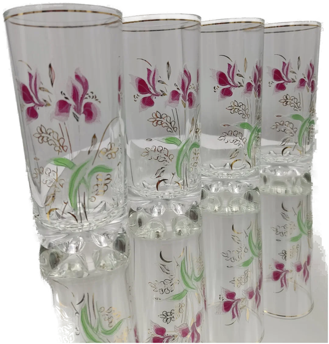 DeValbor Trinkgläser 4er-Set mit Irisblüten | Italienischer Retro-Charme – Bild 7