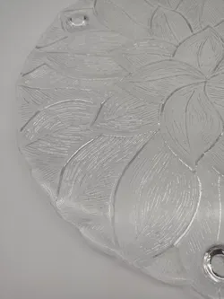 Großer Servierteller uas Glas - Blattdekor - Bild 2