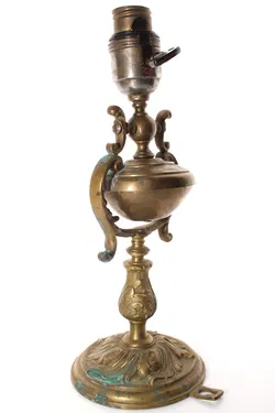 Antiker Messing Lampenfuß – ca. 28 cm, Jugendstil / Barock Stil – dekorativ, patiniert - Bild 1