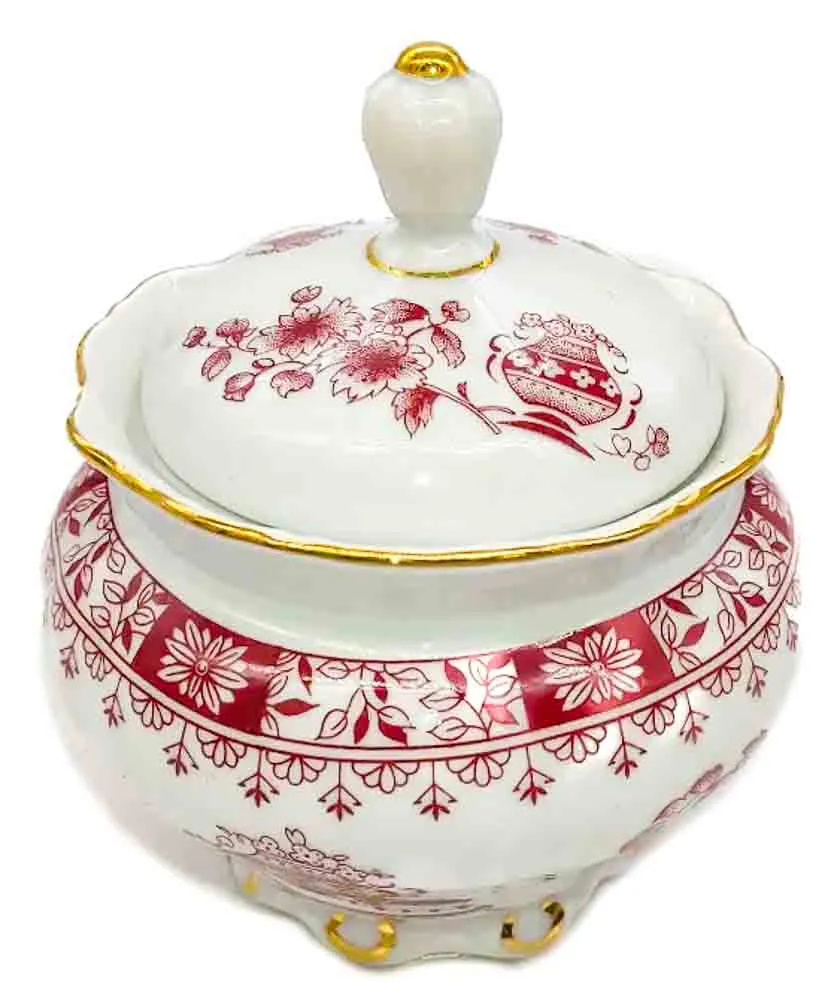 Seltmann Weiden Theresia Zuckerdose mit Deckel rot/weiß mit Goldrand - Bild 4