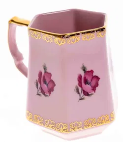 Vintage Porzellan Tasse mit floralem Muster in rosa-gold, Höhe 9cm - Bild 3